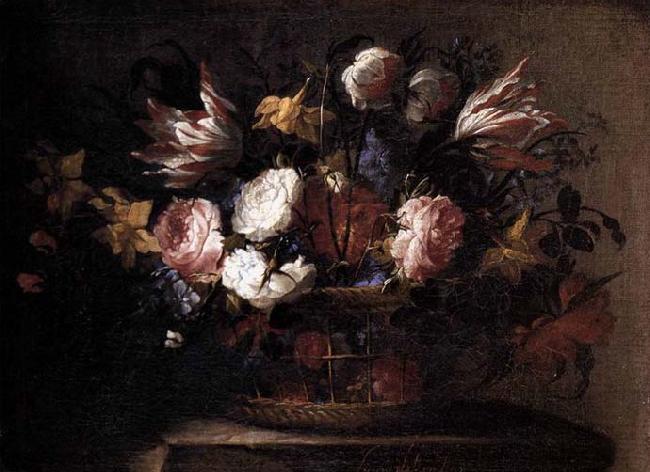 Arellano, Juan de Still-Life with a Basket of Flowers oil painting picture